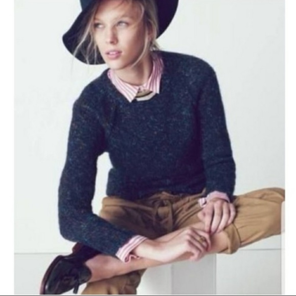 MADEWELL Women’s Navy Color Flecked Sweater Medium Wool Blend Warm Soft Cozy